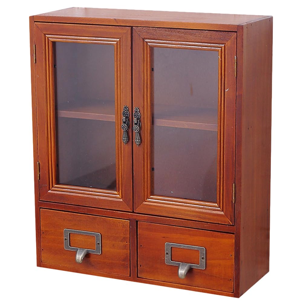 TOPBATHY Vintage Wood Desktop Organizer – Multi-Layer Jewelry Storage Cabinet
