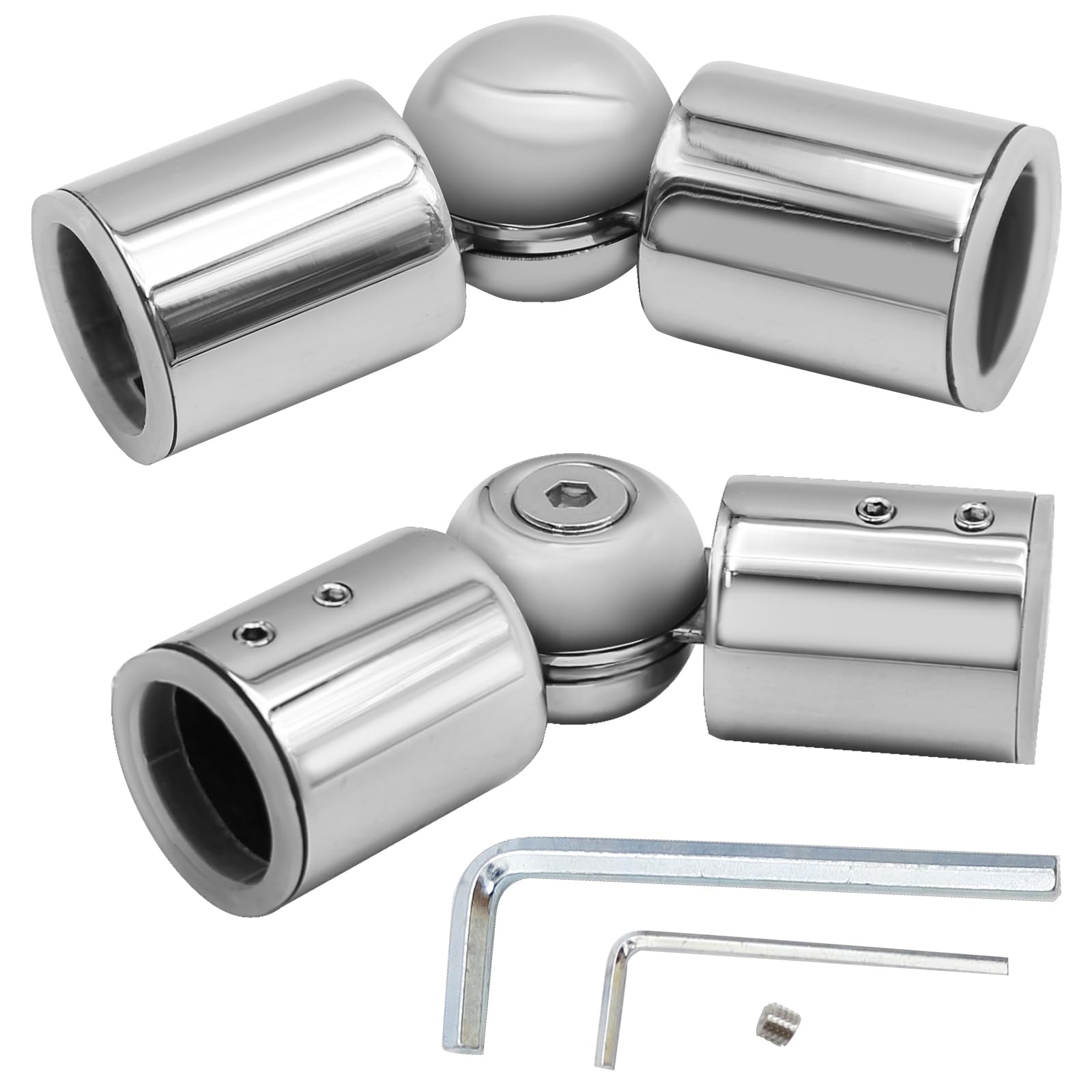 Hoypeyfiy 2Pcs Stainless Steel Hinged Elbow Curtain Rod Corner Connectors