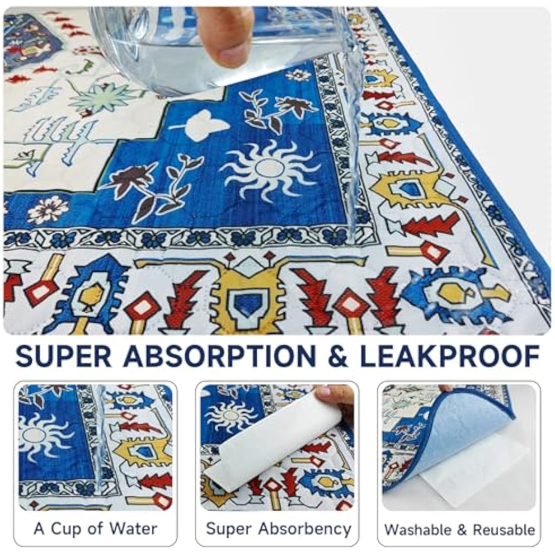 YOSEPATI Washable Dog Pee Pads | 2-Pack Reusable Absorbent Whelping Mats