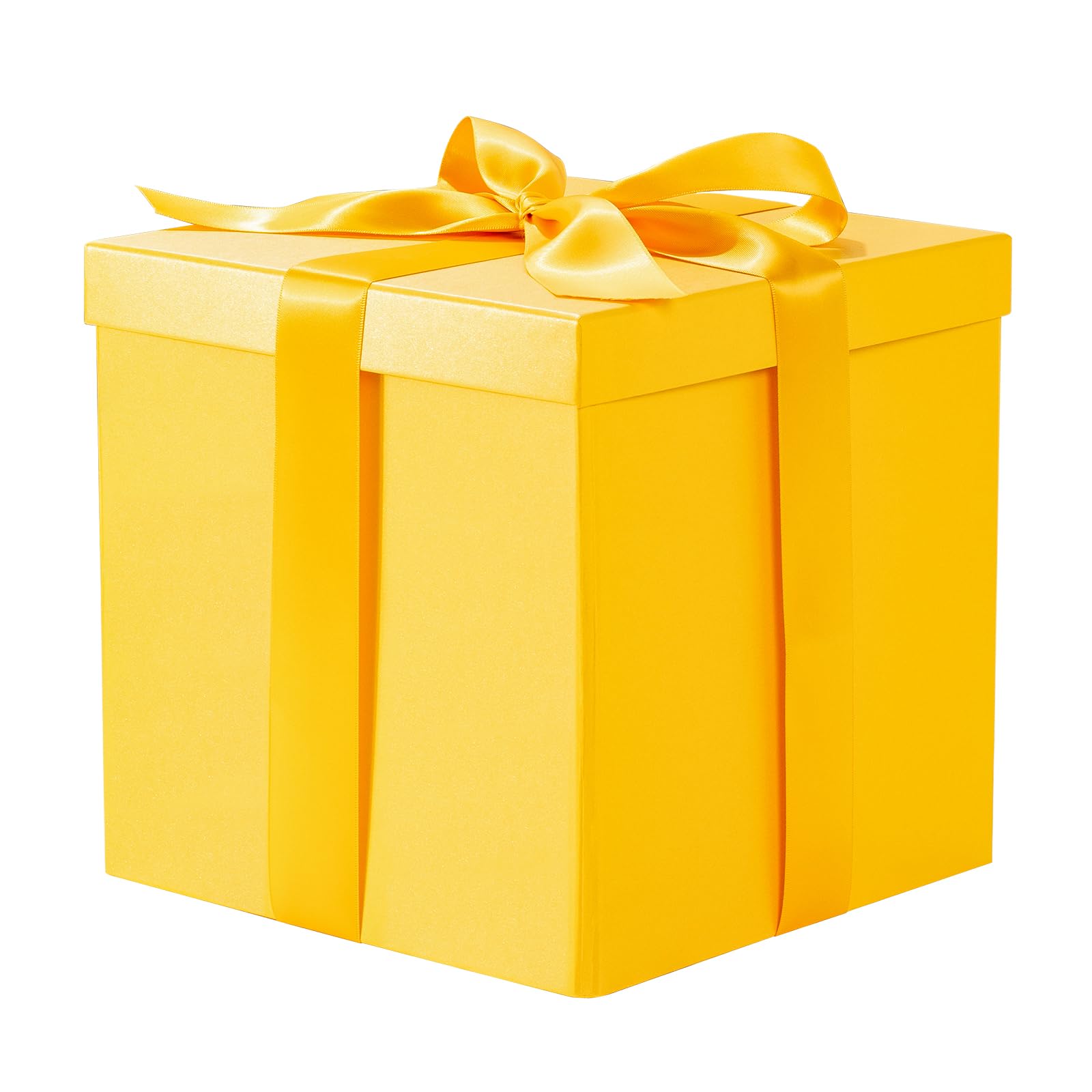 RUSPEPA Yellow Collapsible Gift Box with Lid and Ribbon - 23x23x23 cm