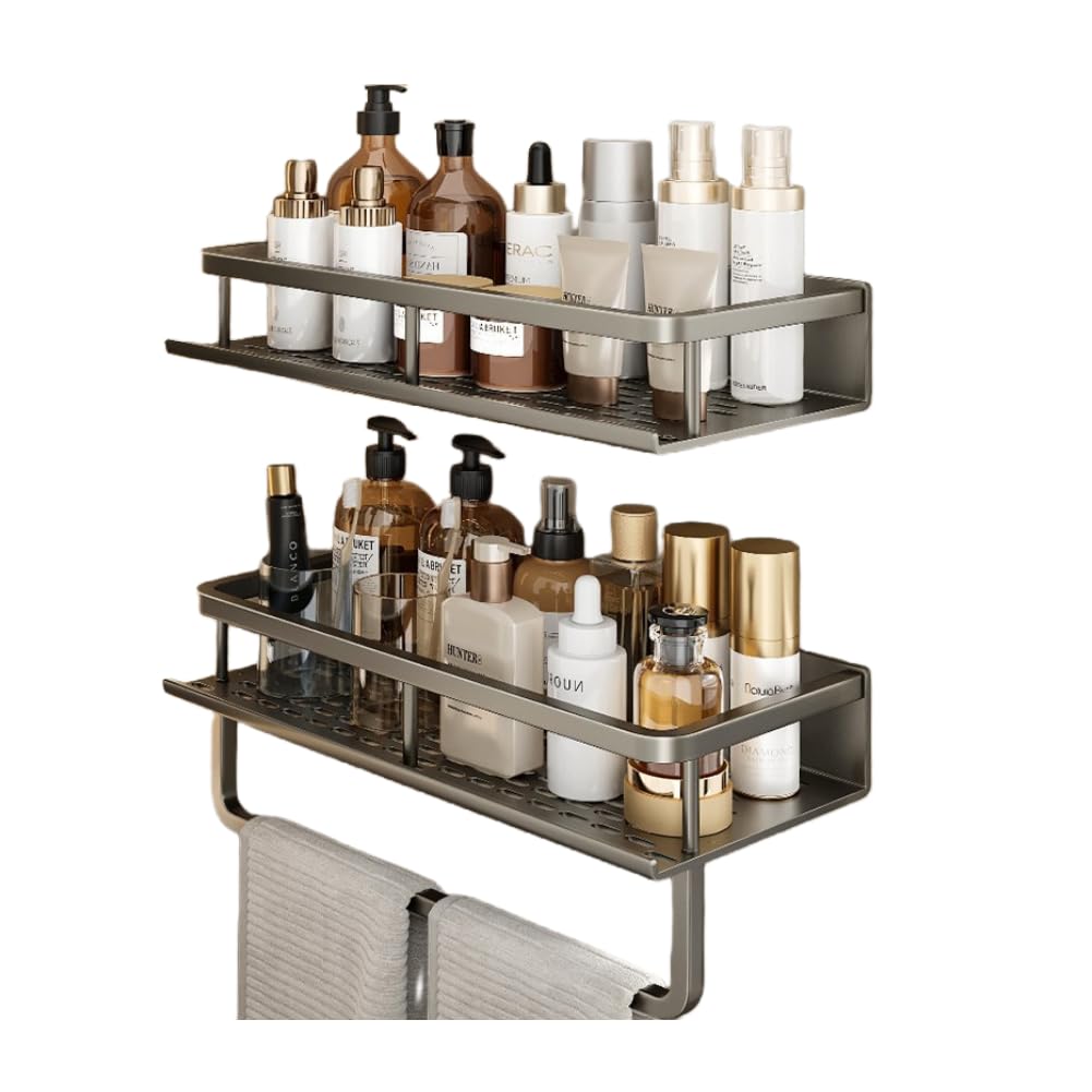 Stainless Steel Shower Caddy – Rustproof No-Drill Shelf, Grey