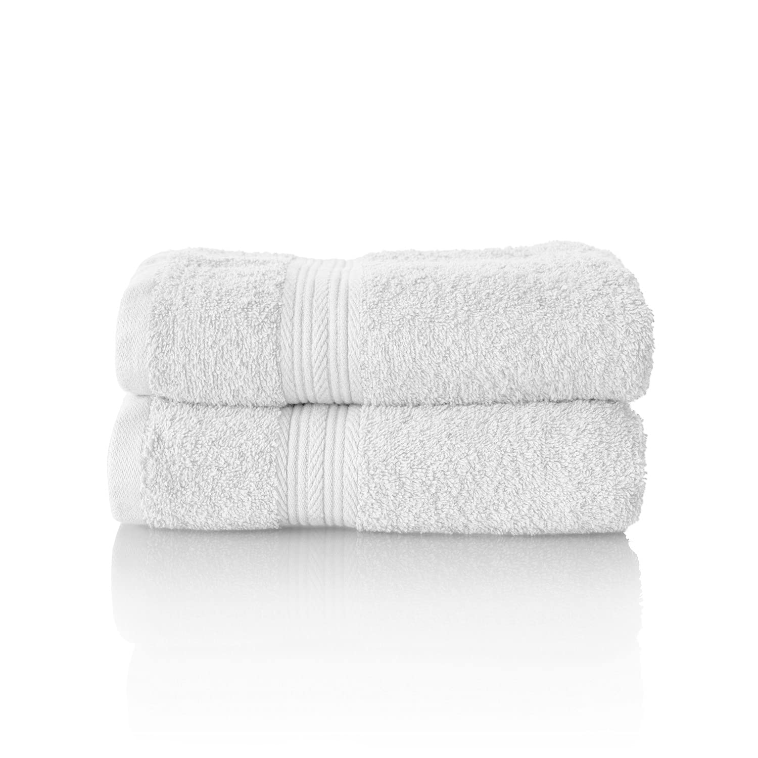 ALCLEAR Terry Hand Towels - 2 Pack Soft 100% Cotton White - 50x100 cm
