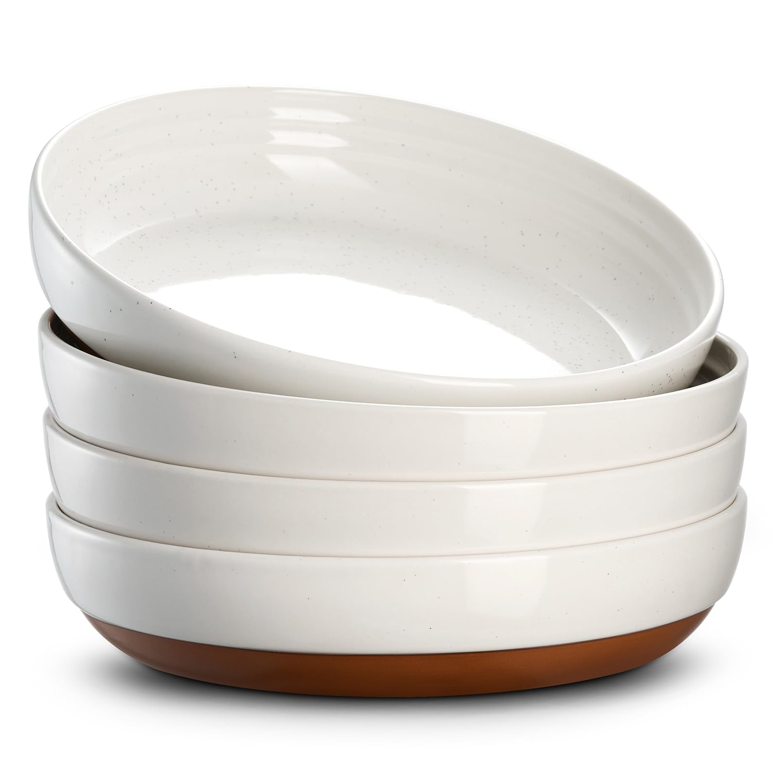DOWAN Pasta Bowl Set of 4 – 21.5cm Wide Shallow Ceramic Salad Bowls