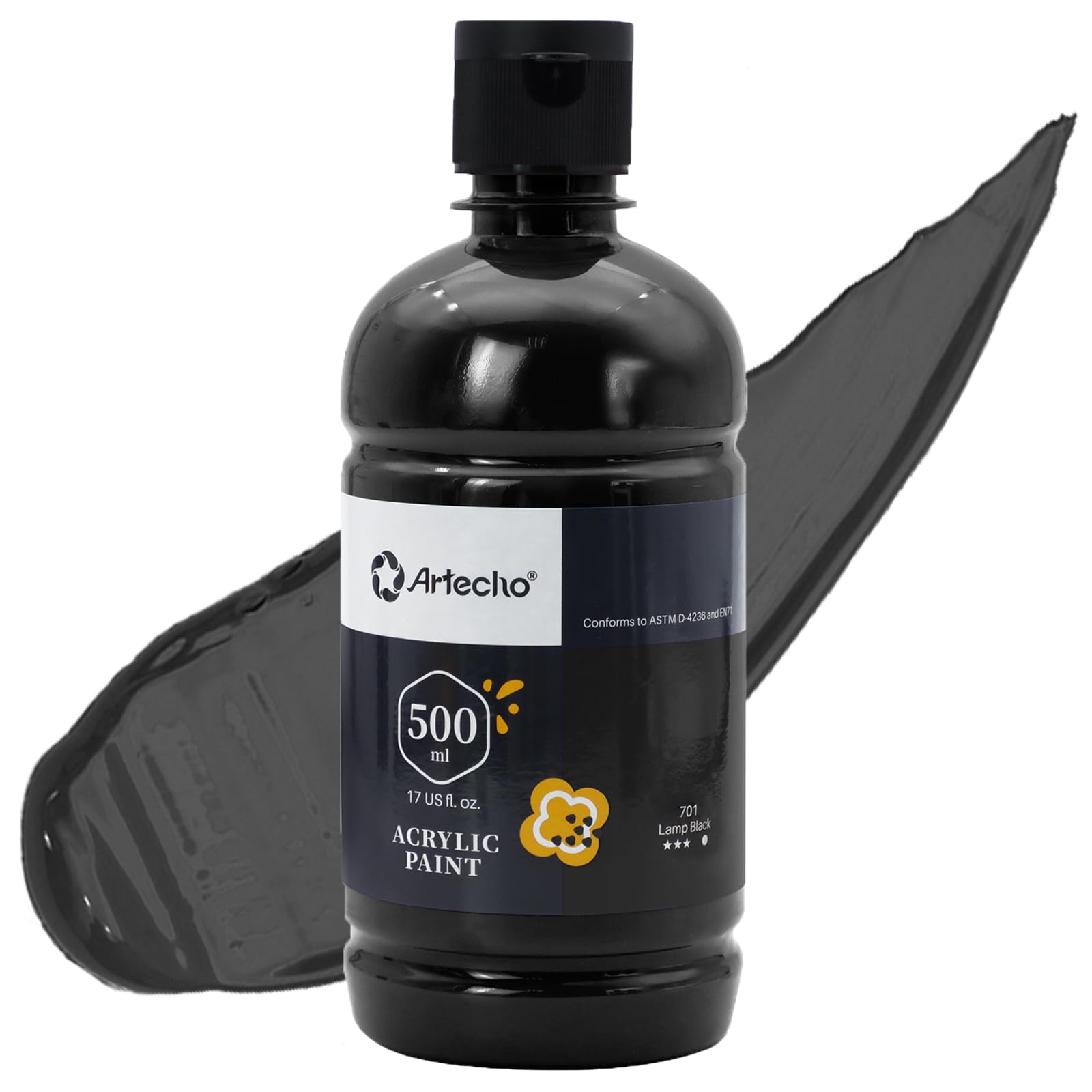 Artecho Lamp Black Acrylic Paint – 500ml Multi-Surface Craft Paint