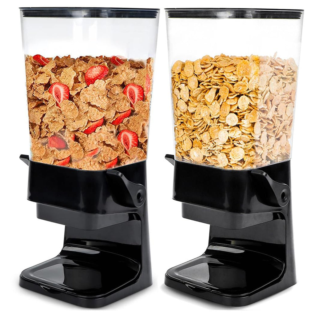 Lekesky Double Cereal Dispenser – 5.5L Dry Food Storage Container, Black