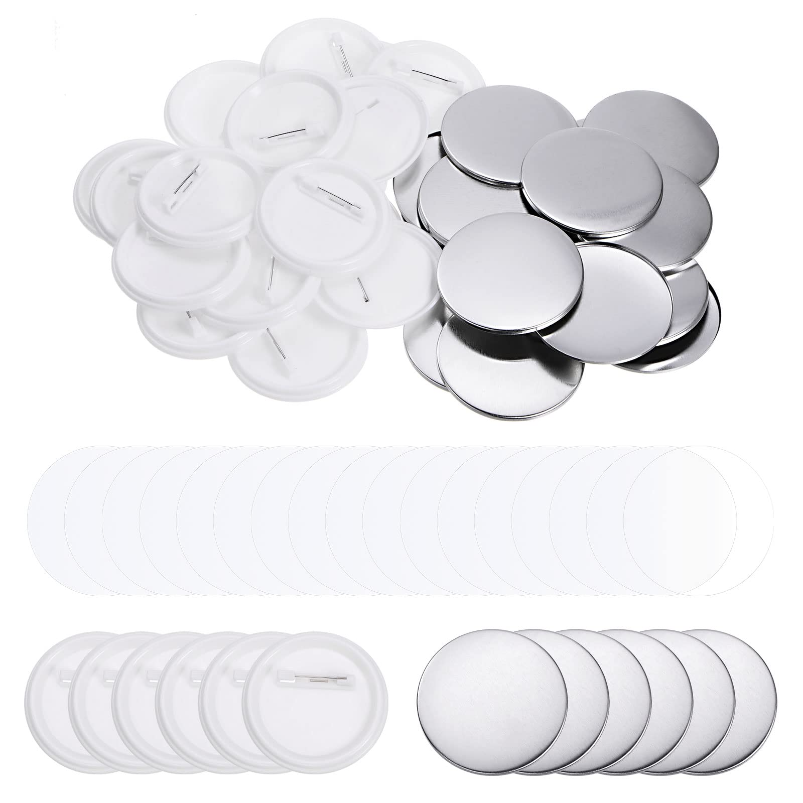 Jolof Store 58mm Button Maker Parts - 120pc Metal Pin Backs and Clear Film