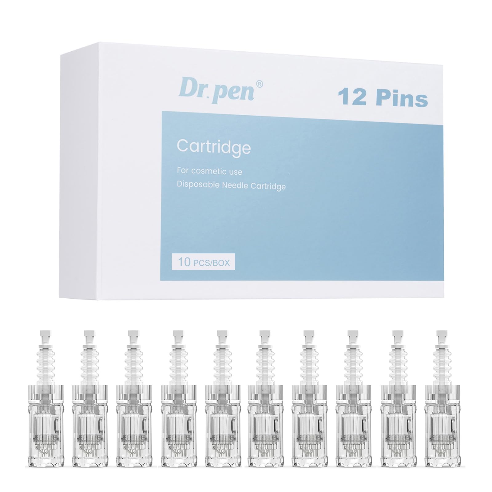 Dr.pen A10 Replacement Cartridges | 12-Pin Microneedling Needles, 10-Pack
