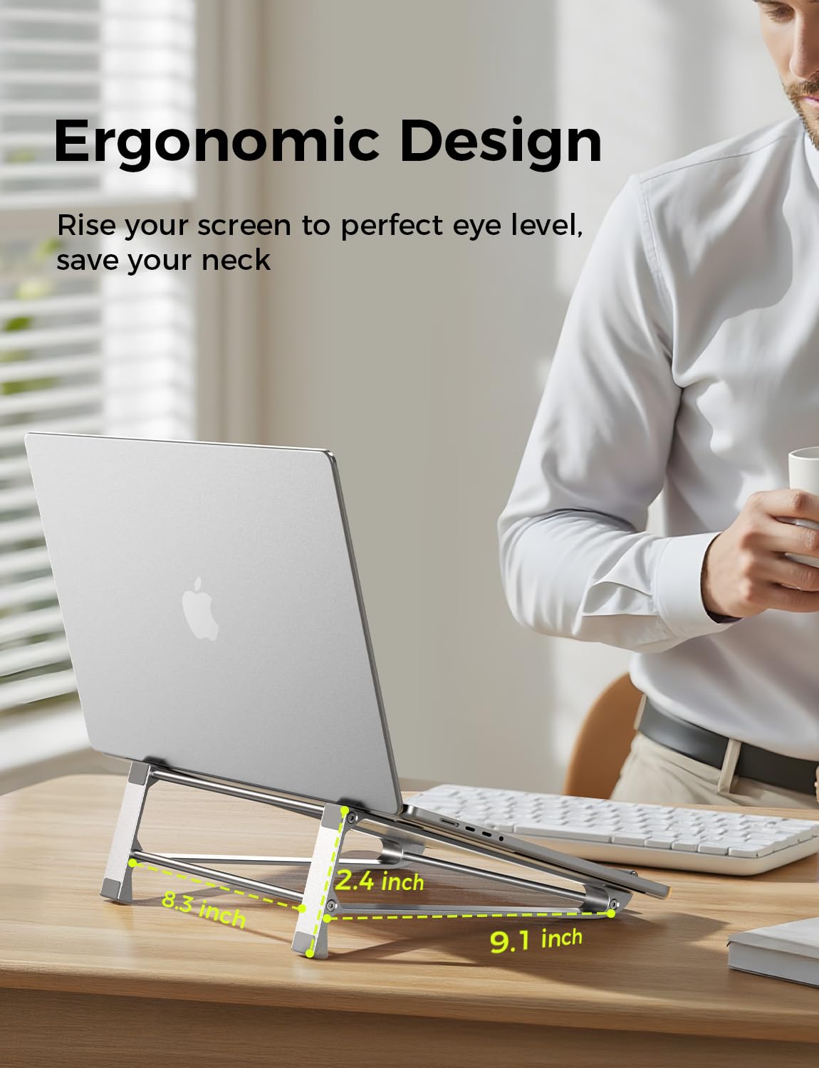 MAGIC JOHN Vertical Laptop Stand & Storage Holder - Portable Aluminum Stand with Silicone Pads, Detachable Design, Cooling & Desktop Riser - image 3