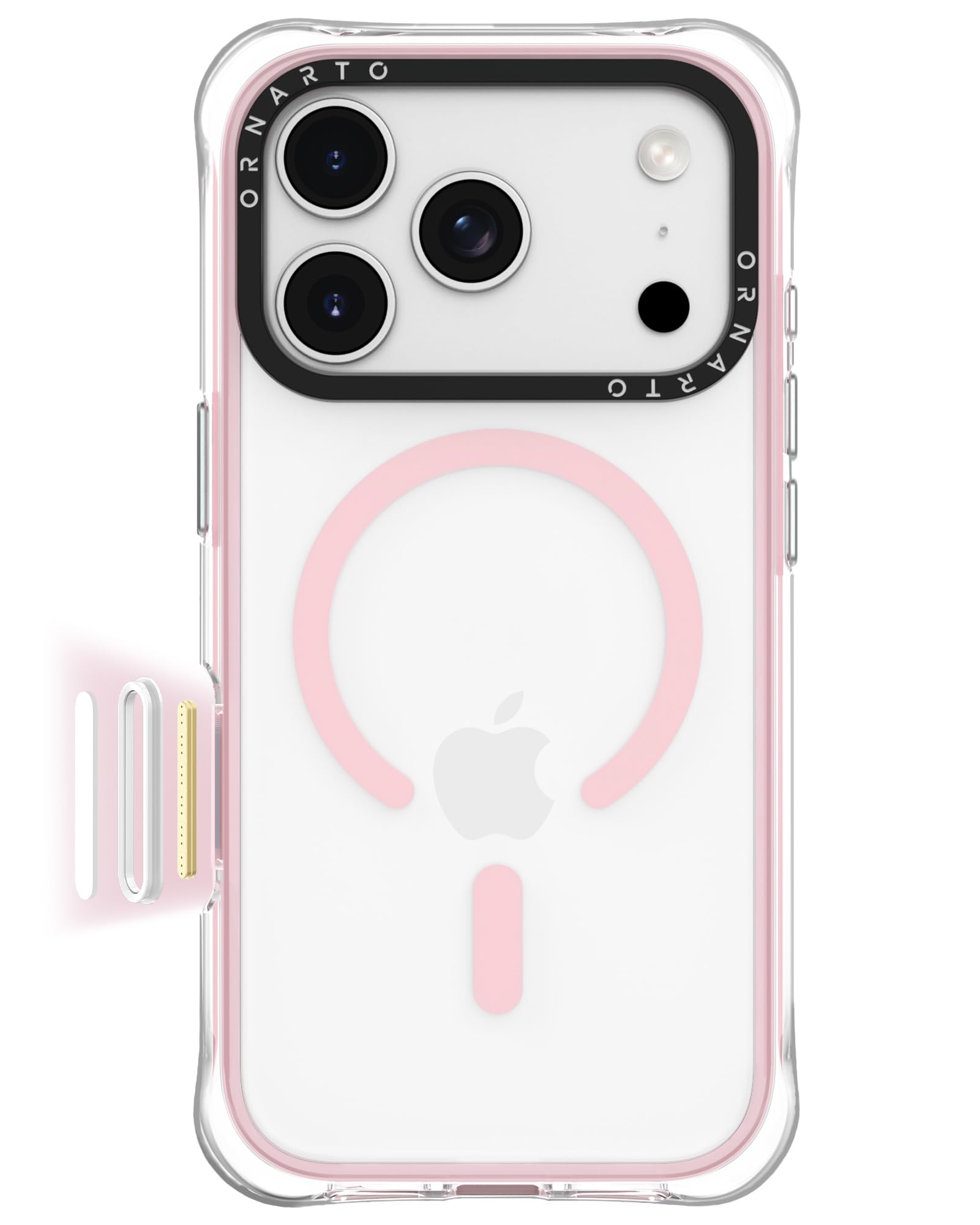 ORNARTO iPhone 17 Pro Max Clear Case | MagSafe & Drop Protection – Pink