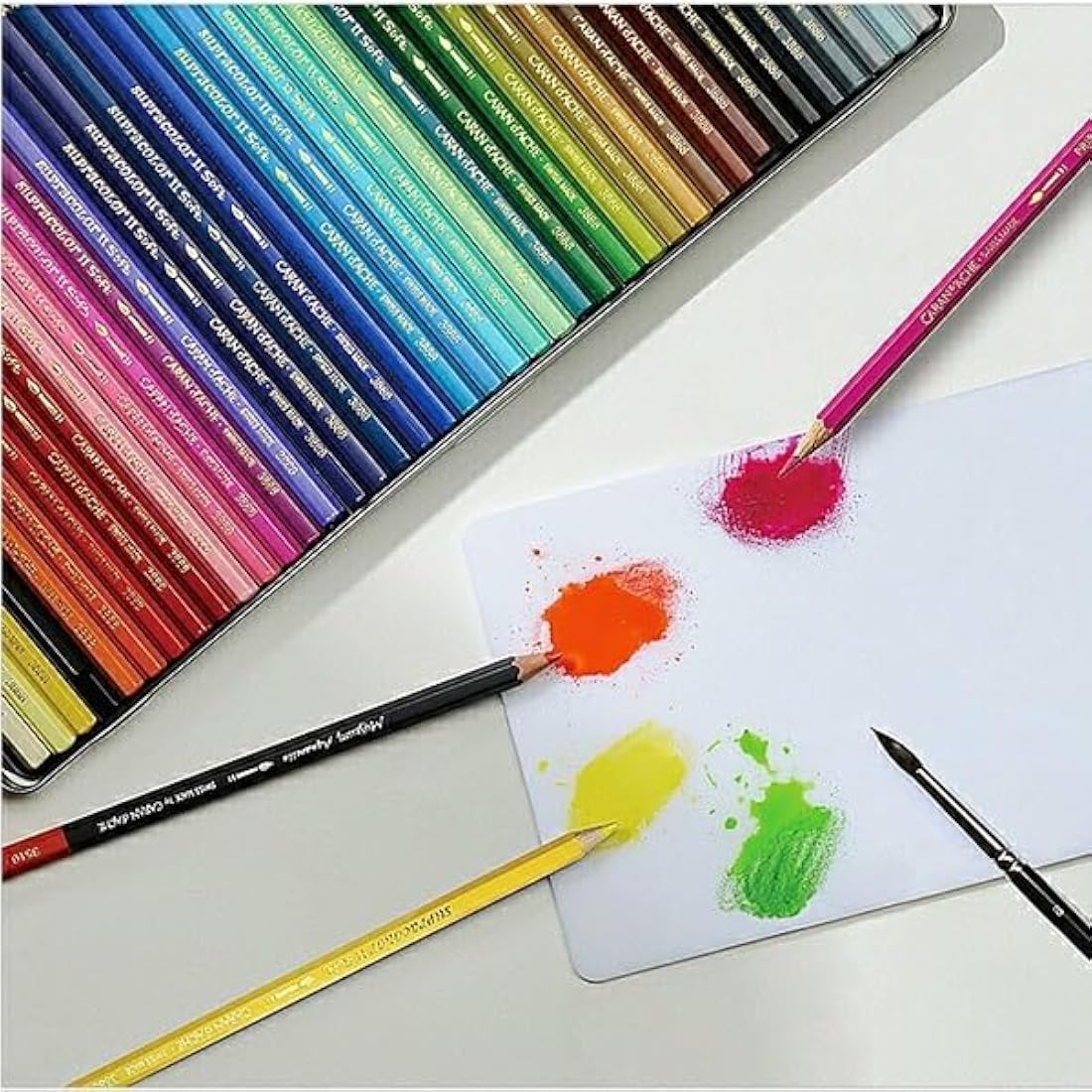 Caran d'Ache Water-Soluble Colored Pencils - 18 Assorted Colors Tin