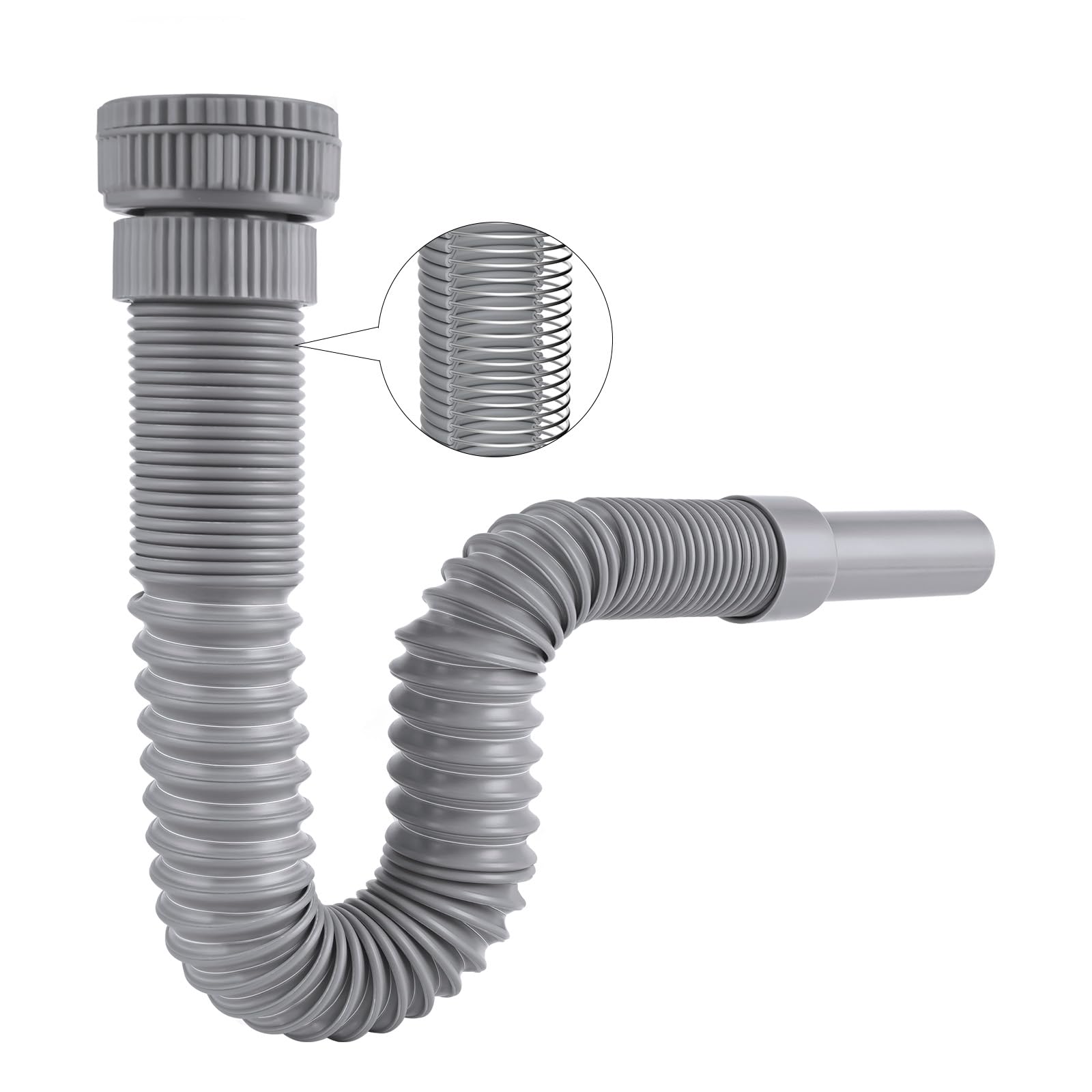 Hibbent Flexible Waste Pipe | Odour-Proof Sink P-Trap for Kitchen & Bathroom