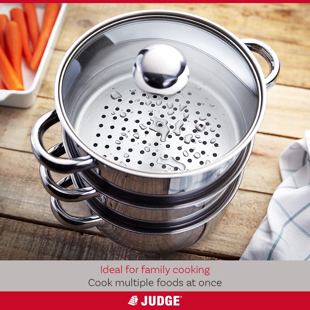 Judge 3-Tier Stainless Steel Steamer - 20cm Induction Vegetable Cooker
