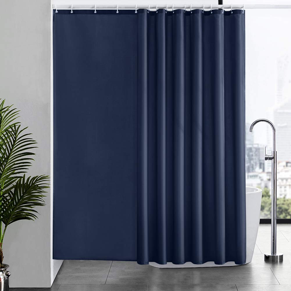 Navy Shower Curtain – Waterproof Weighted Polyester Fabric