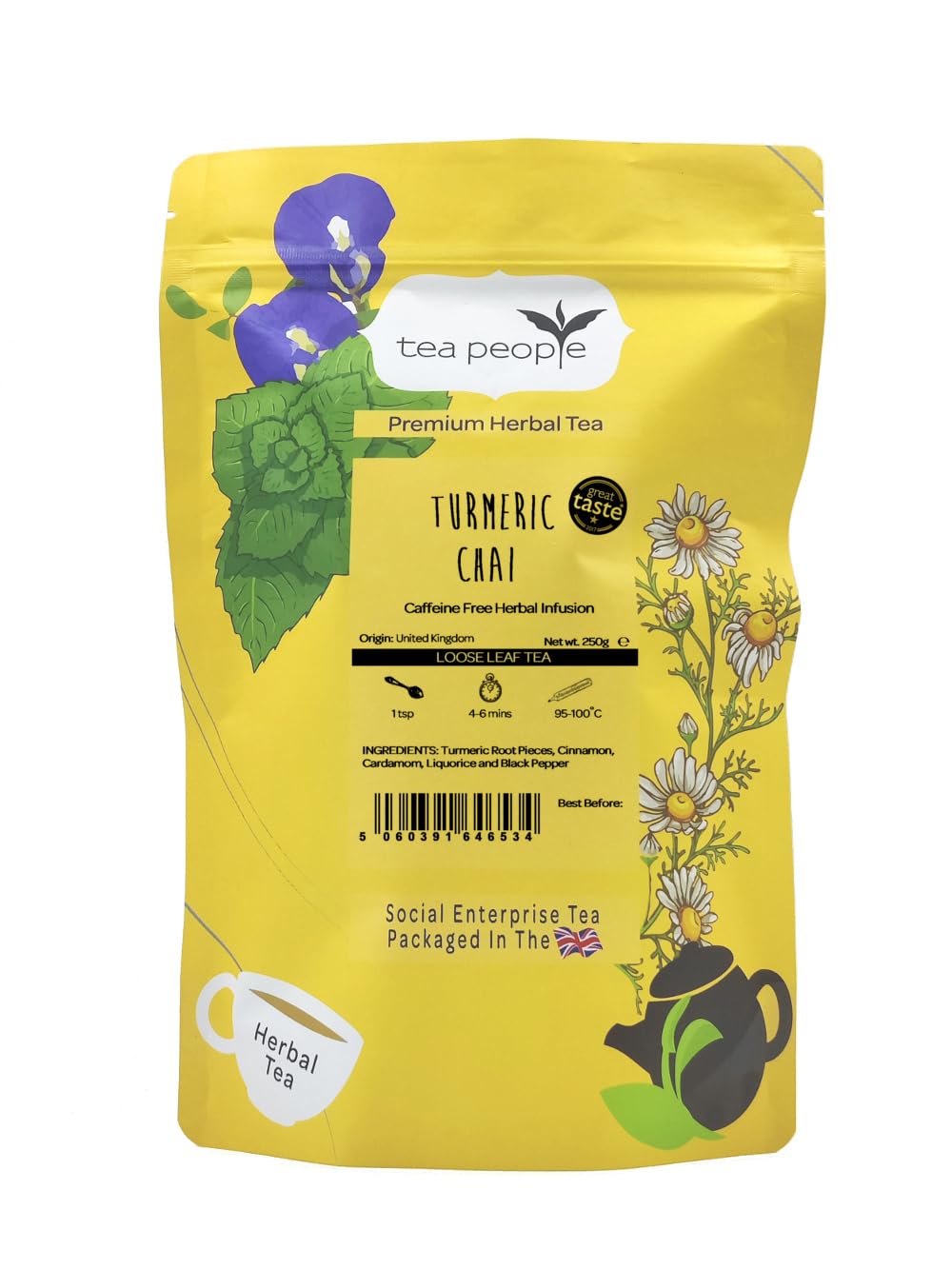 Tea People Turmeric Chai - Caffeine Free Herbal Spiced Tea - 250g