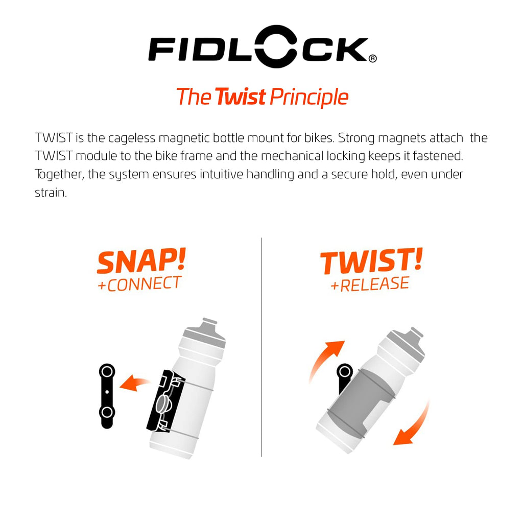 Fidlock Twist 590ml Magnetic Water Bottle and Bike Base Holder – Black