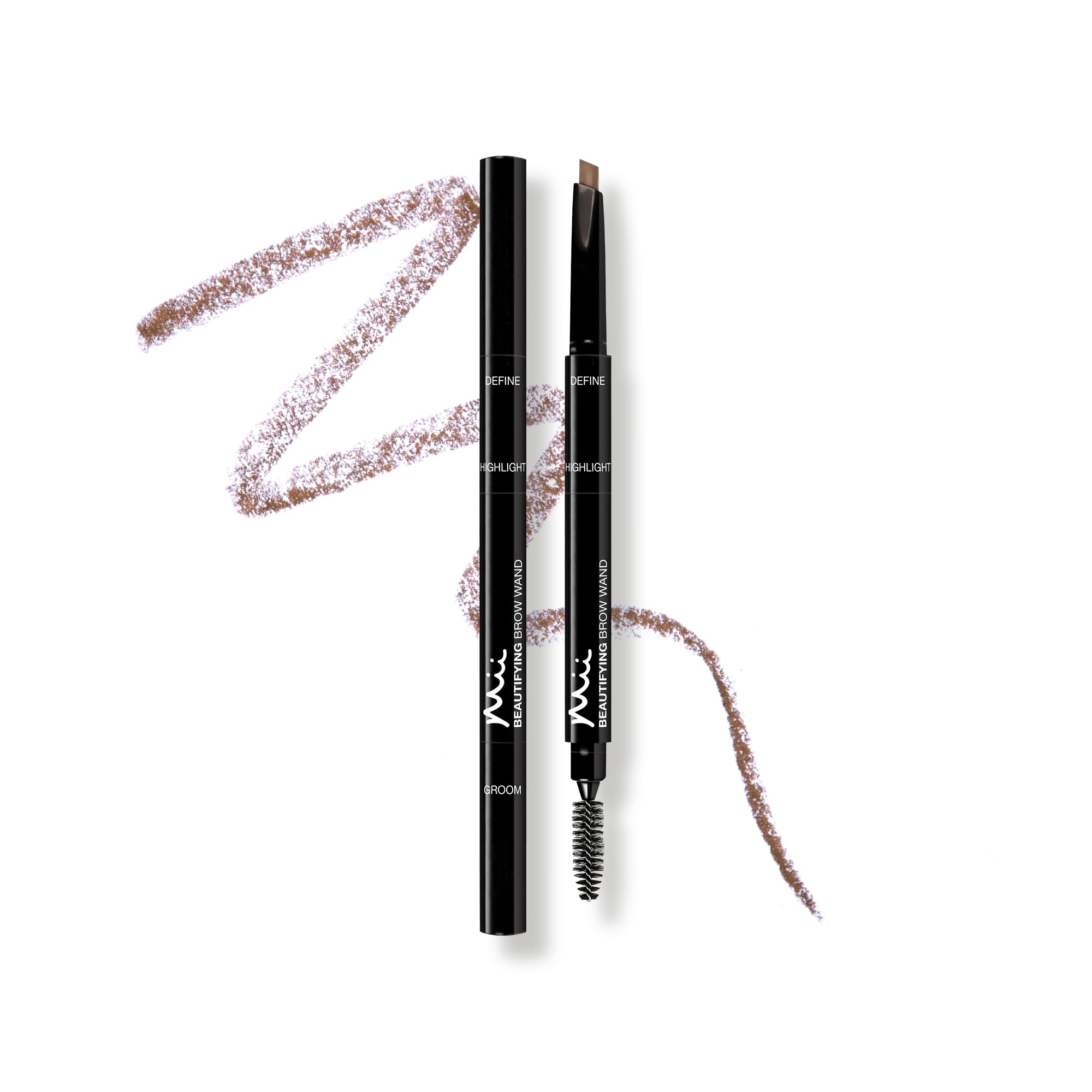 Mii Cosmetics 3-in-1 Beautifying Brow Wand | Eyebrow Pencil - Soft Brown