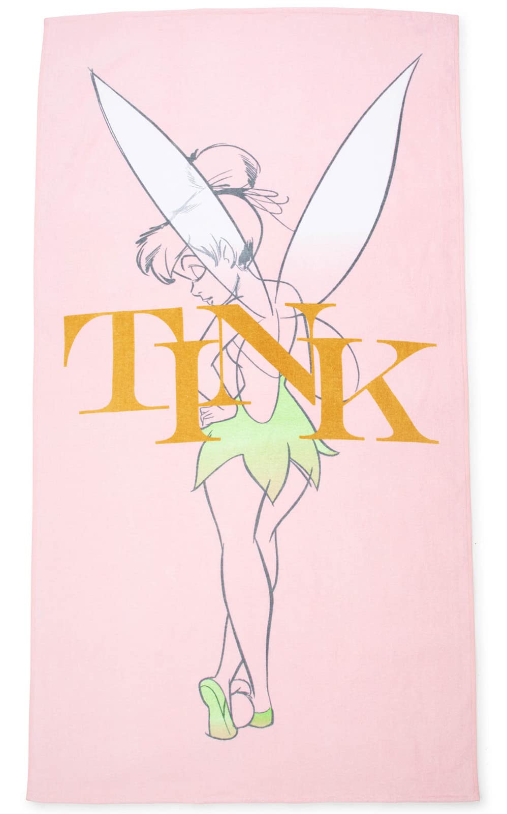 Disney Tinkerbell Beach Towel – 100% Cotton Large Terry Towel, 86x162cm