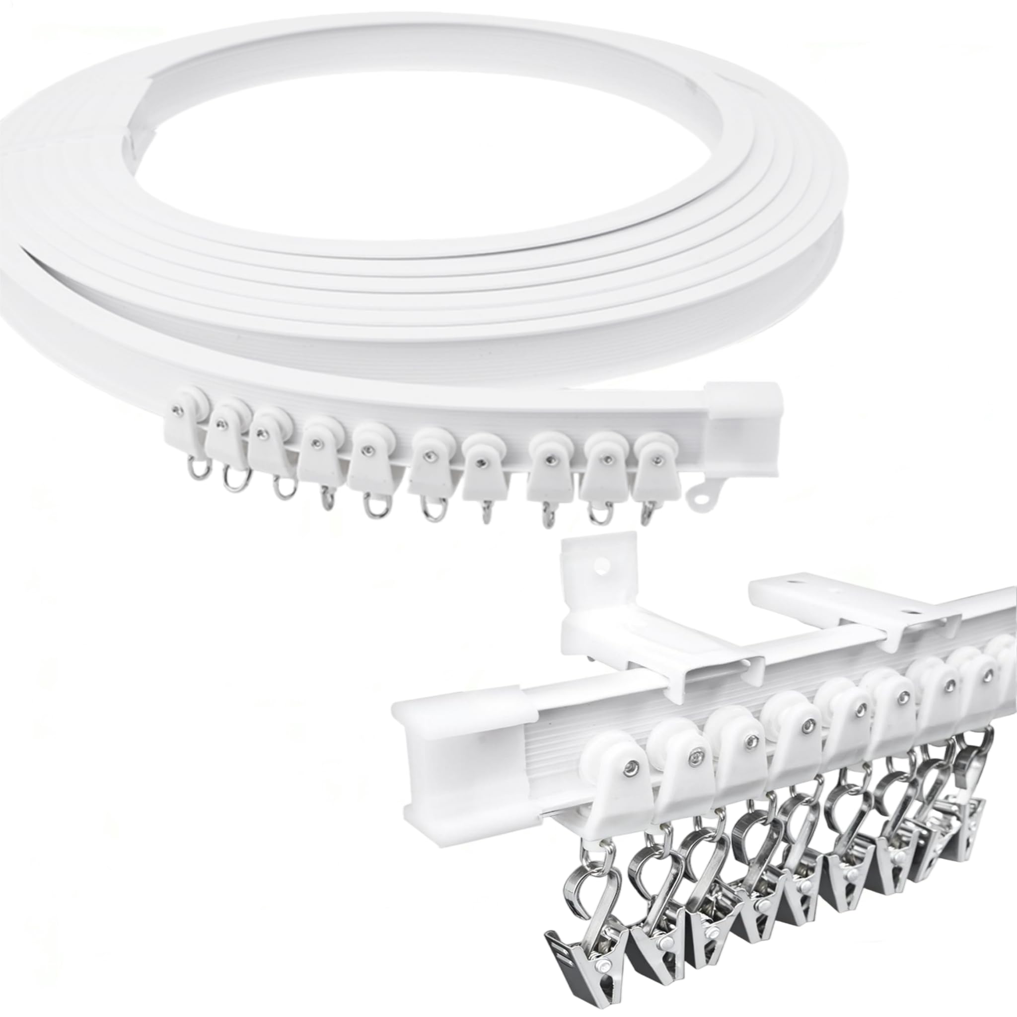 VirtuGro 5M/16FT Bendable Ceiling Curtain Track | Flexible PVC Rail System