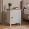 Jolof Store Oak Top Bedside Cabinet – Fully Assembled Cashmere Grey