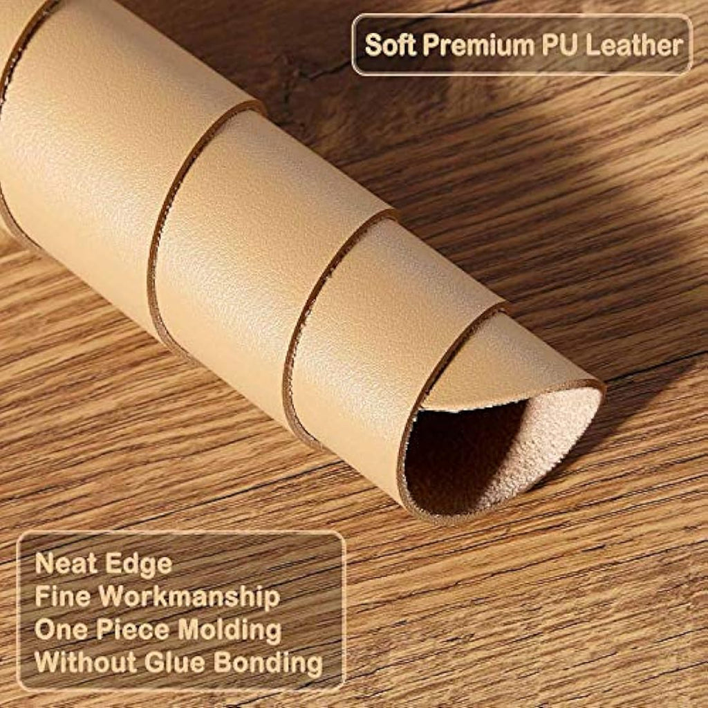 DOBAOJIA PU Leather Desk Pad - Large Waterproof Mouse Mat, Khaki, 31.5x15.7"
