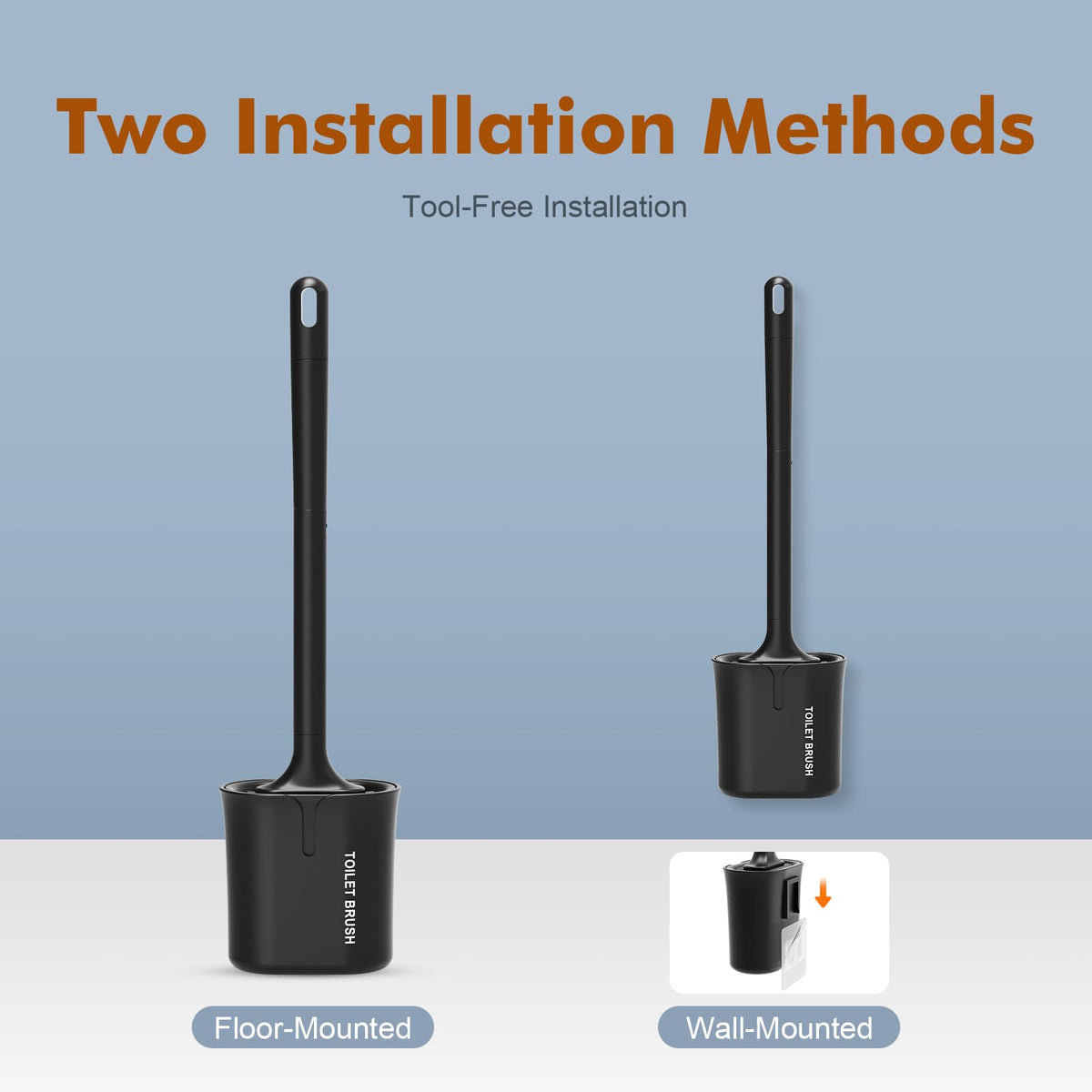 Ibergrif Black Silicone Toilet Brush and Holder Set, Quick Drying M34156B - image 5