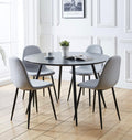 Hallowood Cullompton Round Dining Table and 4 Grey Fabric Chairs