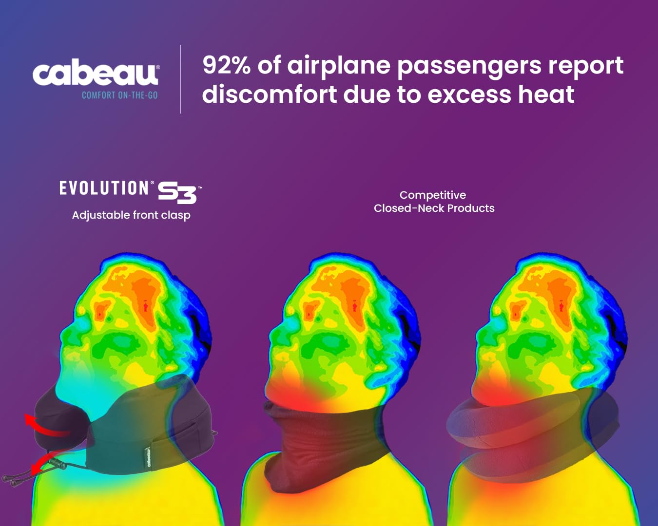 Cabeau Evolution S3 Memory Foam Travel Pillow with Seat Straps