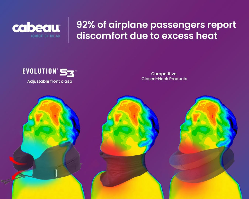 Cabeau Evolution S3 Travel Pillow – Memory Foam Neck Support with Straps