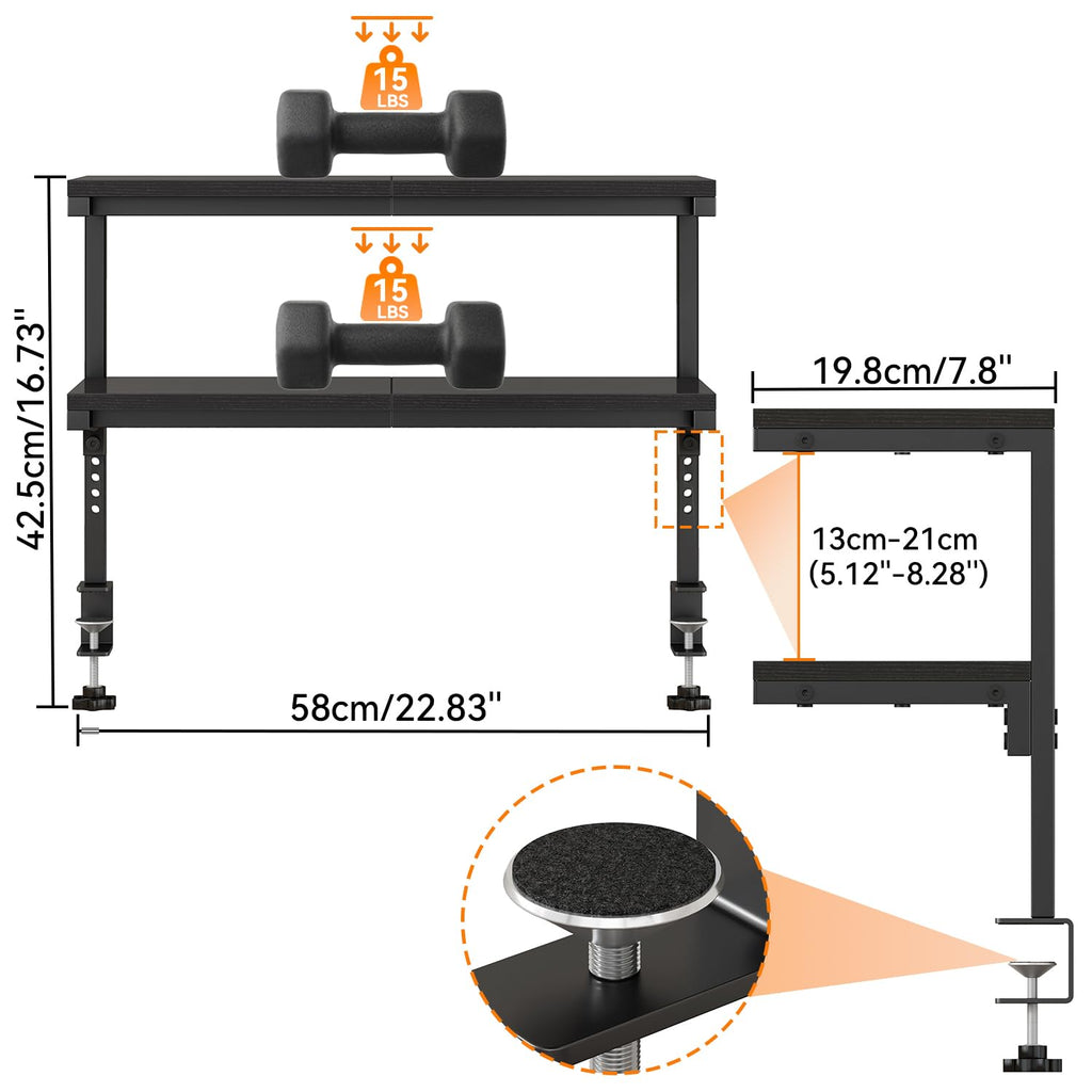 IBUYKE Clamp on Desk Shelf, 22.8” Large Desk Extender Shelves TMZ010B - image 5