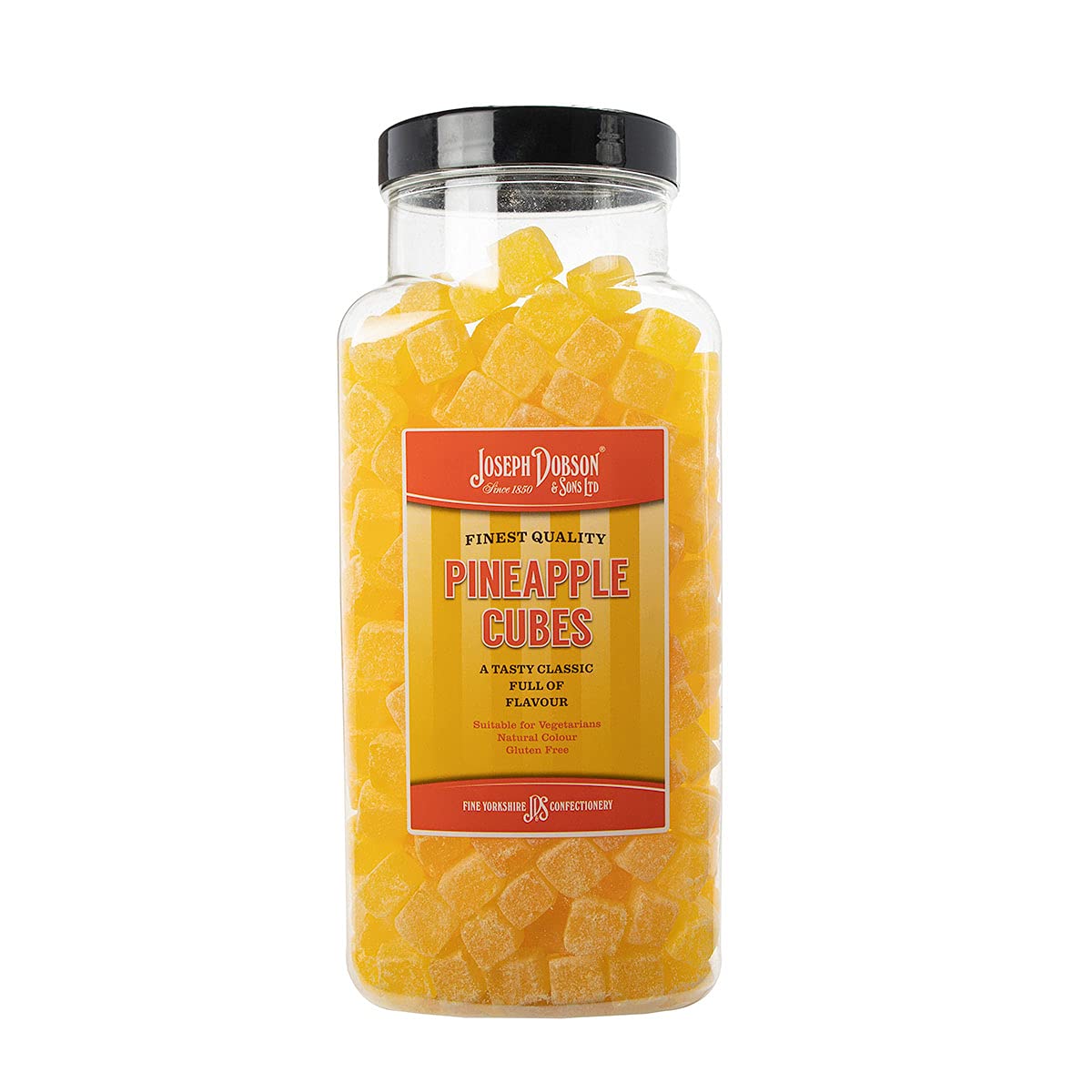 Joseph Dobson Pineapple Cubes – Traditional Boiled Sweets, 2.72kg Jar