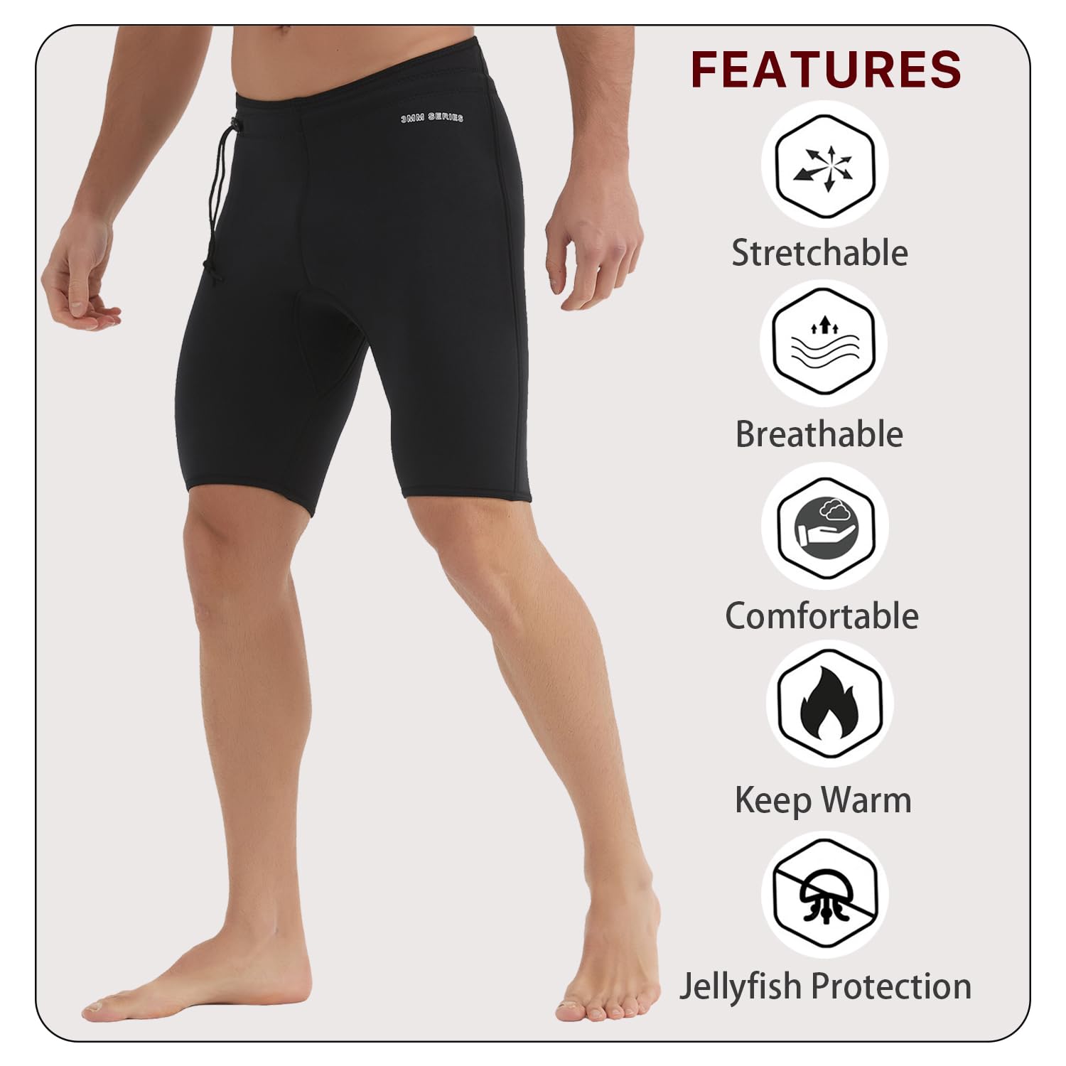 Lemorecn 3mm Neoprene Wetsuit Pants – Thermal Water Sports Shorts