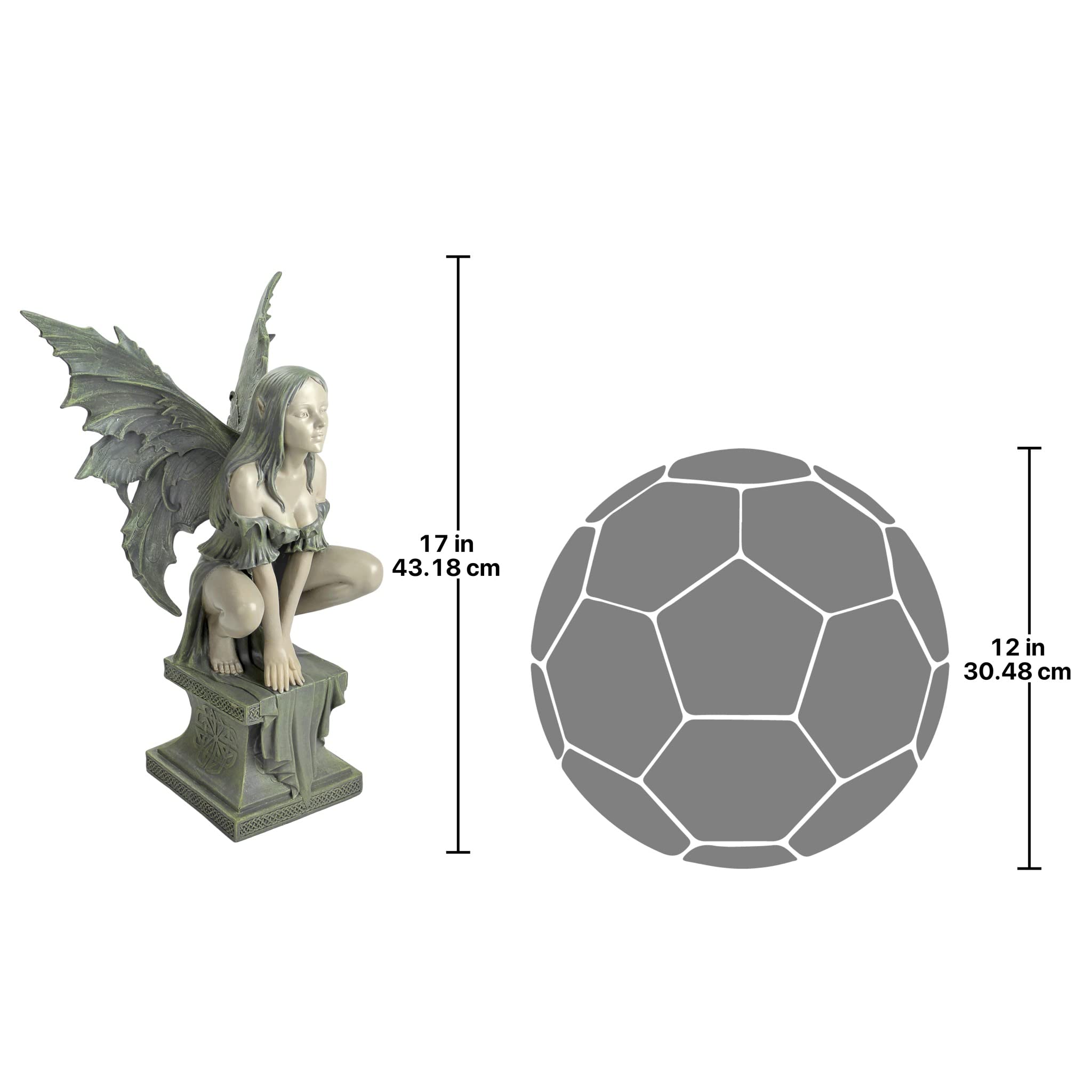 Design Toscano Celtic Fairy Outdoor Garden Statue – Two Tone Stone, 48.5cm
