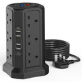 Jolof Store 12-Way Tower Extension Lead | 18W USB-C Fast Charger & Surge Protection