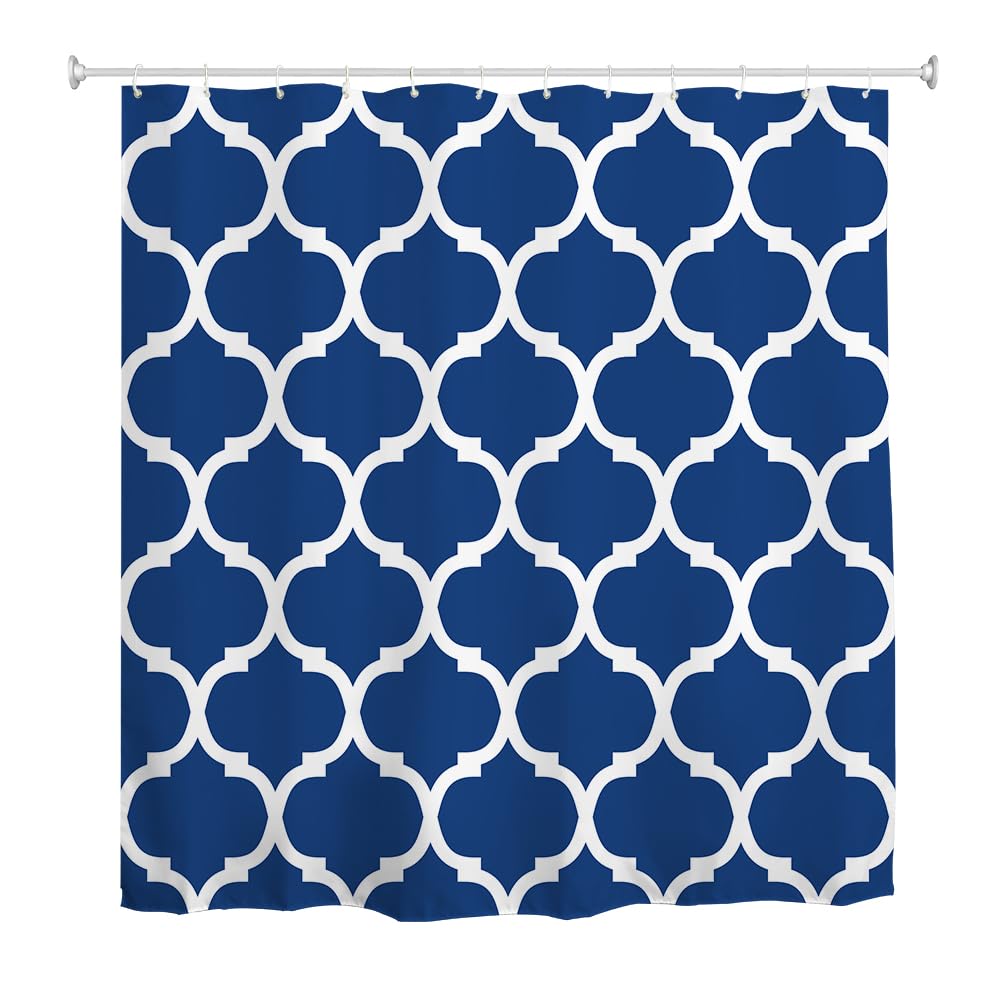 Moroccan Shower Curtain | Waterproof Blue Fabric, 180x180cm