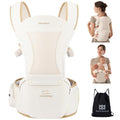 Bebamour Baby Carrier with Hipseat and Head Hood, 0-36 Months - Beige