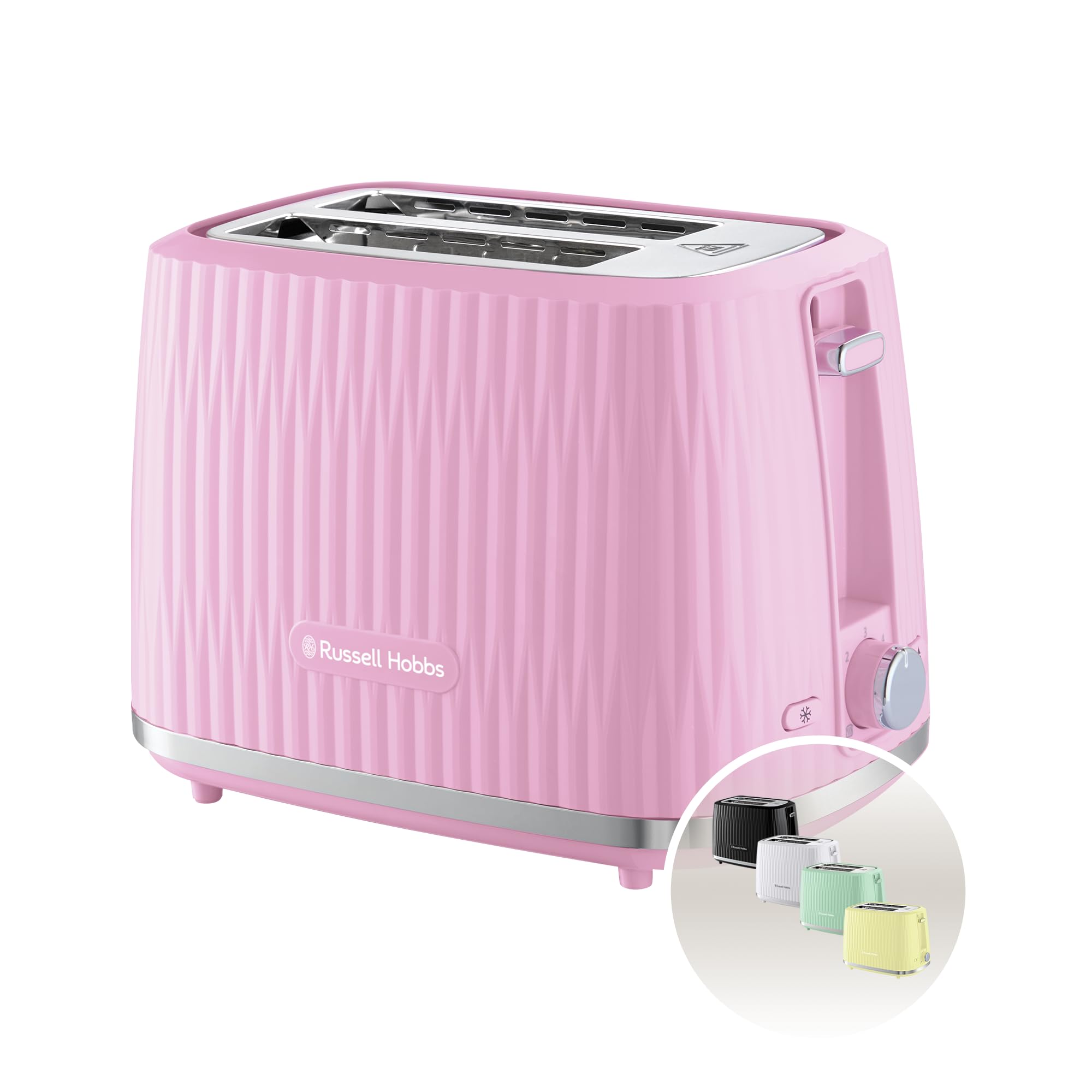 Russell Hobbs Eden 2 Slice Toaster – 800W with 6 Browning Settings, Raspberry