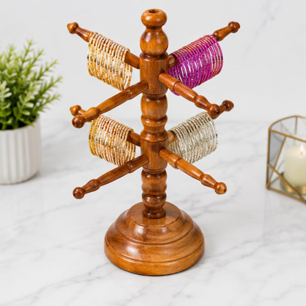 BIGNAY Wooden Bangle Stand Organizer | Bracelet & Watch Display Holder | Jewelry Storage Rack for Dressing Table, Home & Retail Display 9 Rod Stand - image 3