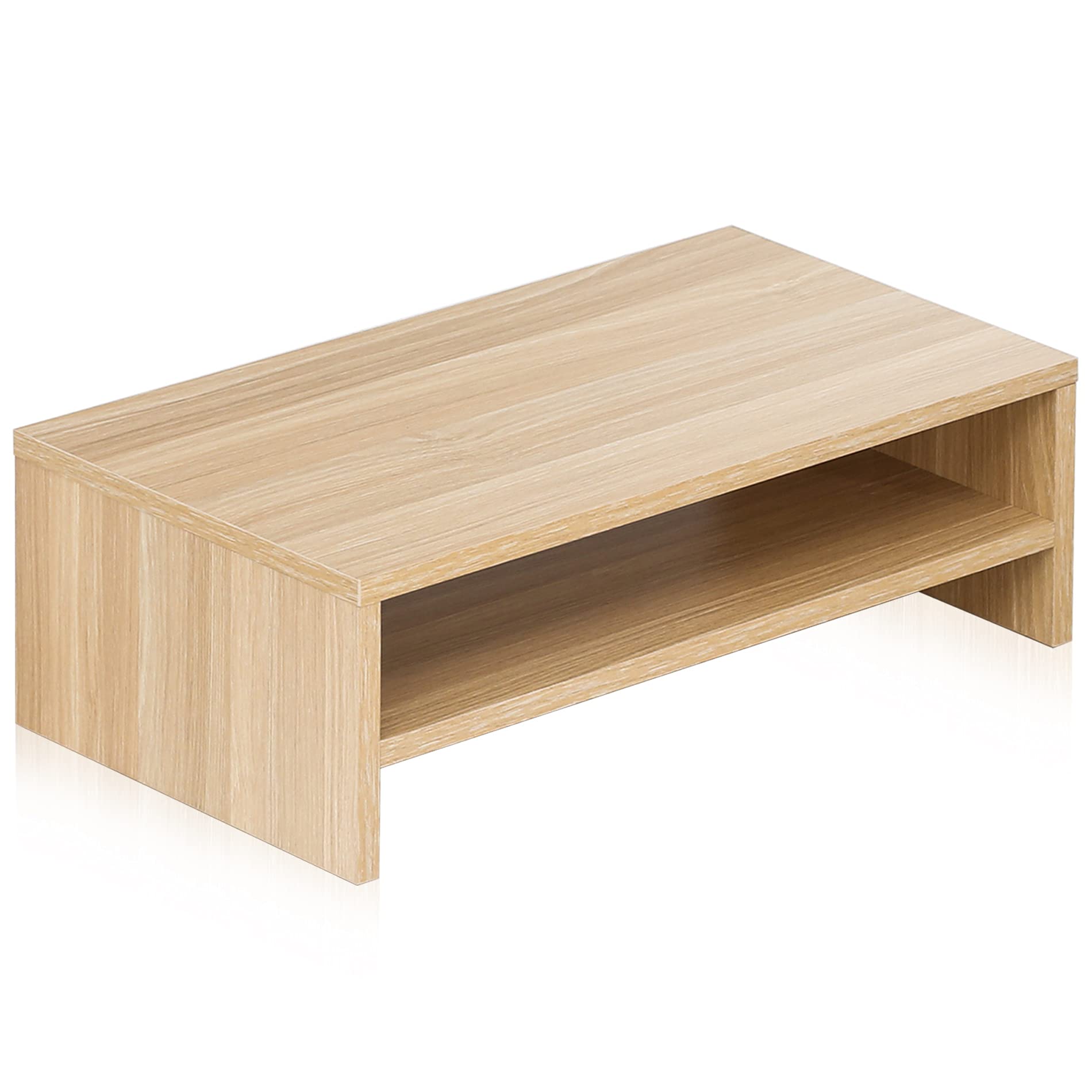 FITUEYES 2-Tier Wood Monitor Stand | 42.5cm Desktop Riser with Shelf