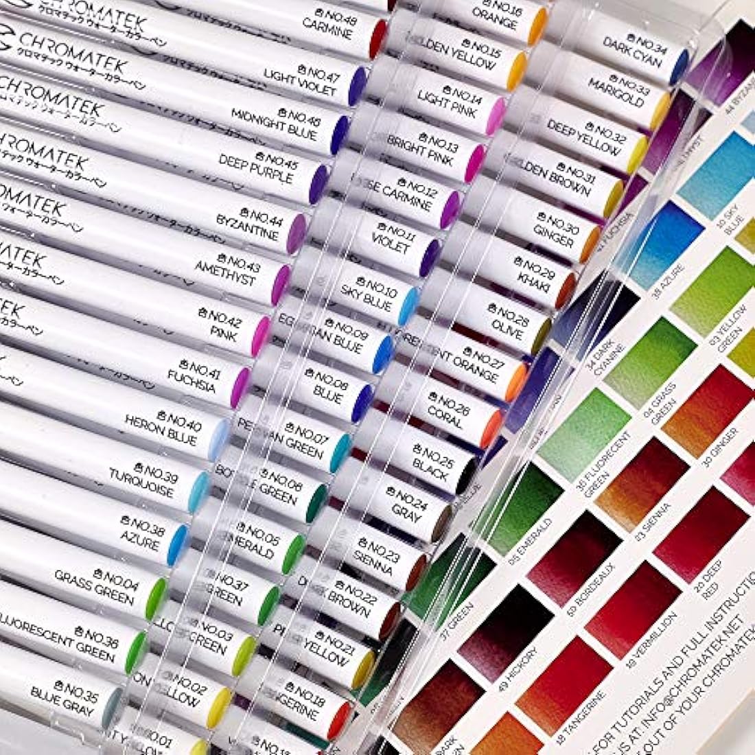 Chromatek Watercolor Brush Pen Set - 54 Pieces with Tutorial Pad