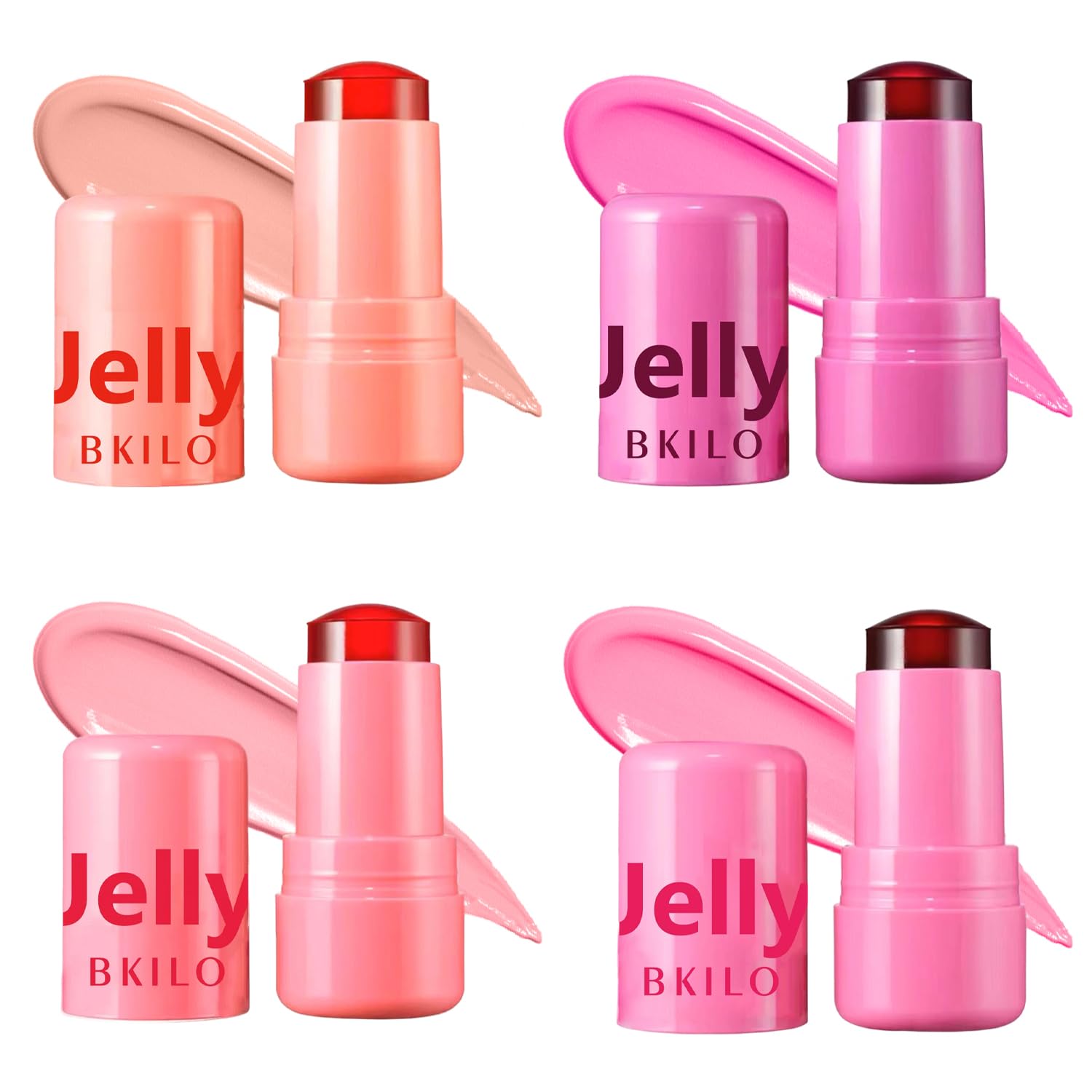 Milk Jelly Blush Stick - 4 Pcs Moisturizing Tint for Lip & Cheek