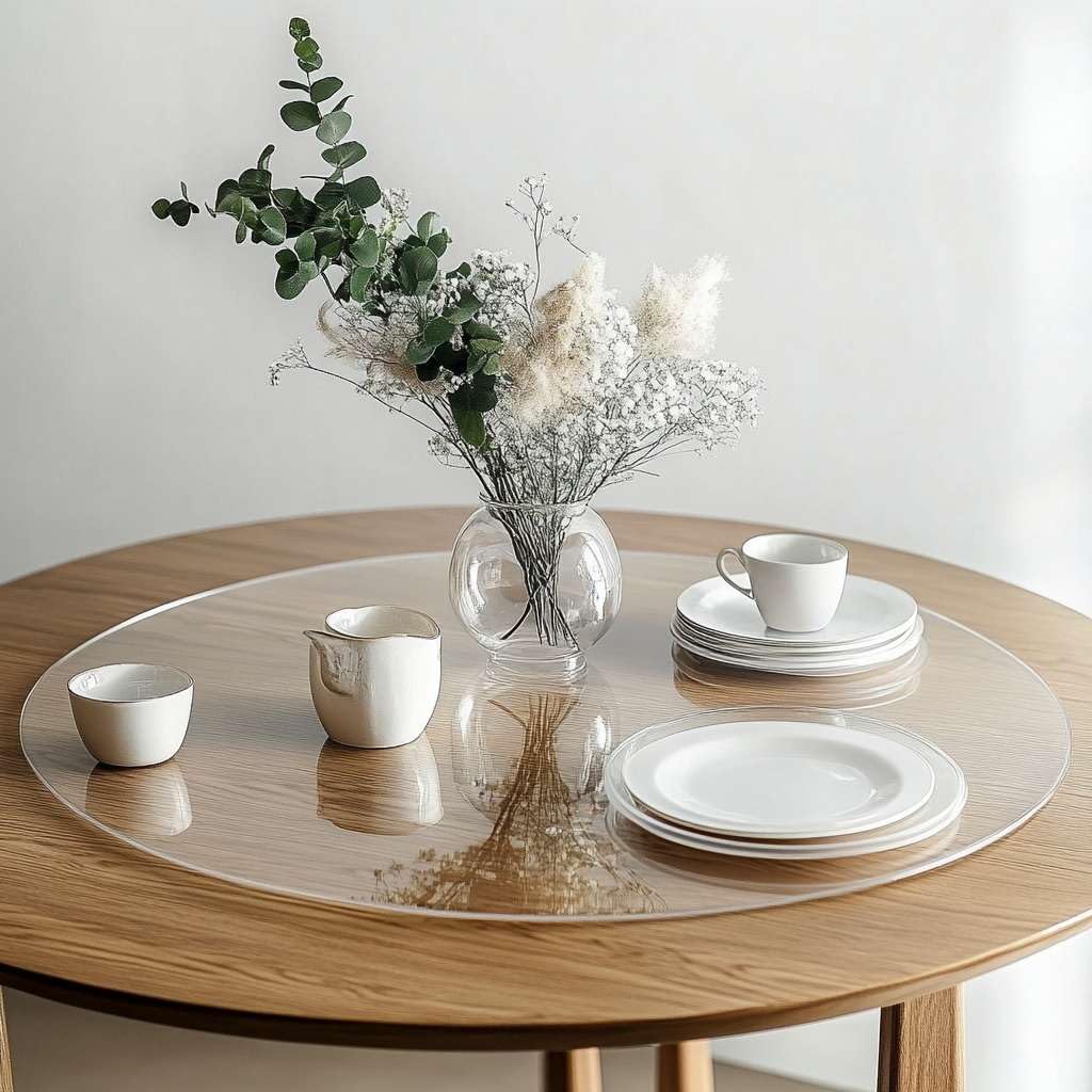 Round Clear PVC Table Protector, Heat Resistant & Waterproof, Clear Round 60cm - image 1