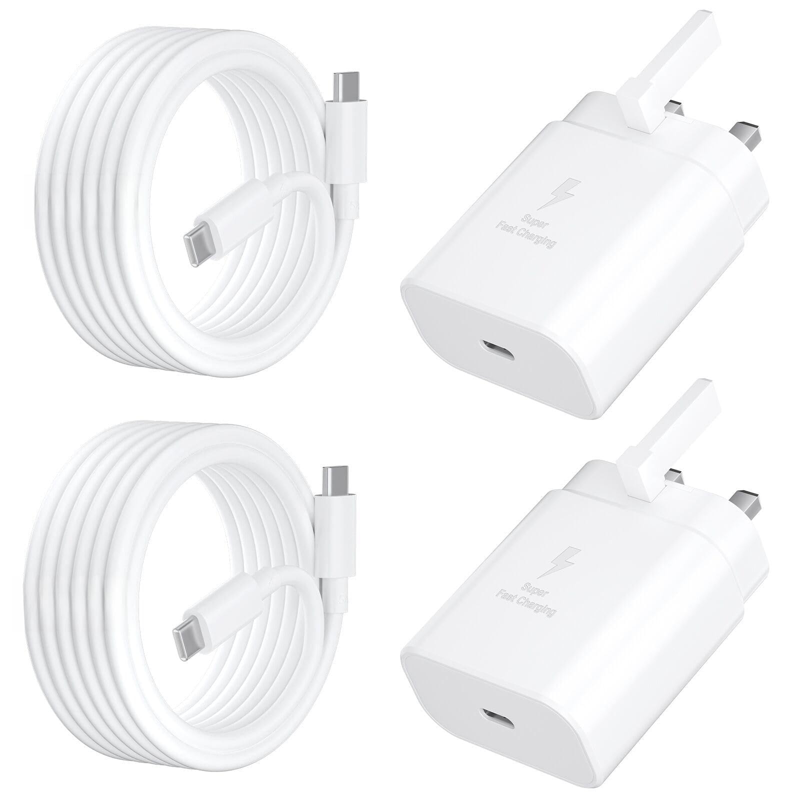 45W USB C Fast Charger for iPhone 17 16 15 | 2-Pack 3M Cables
