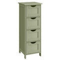 VASAGLE Bathroom Floor Storage Cabinet | 4-Drawer Slim Unit - Laurel Green