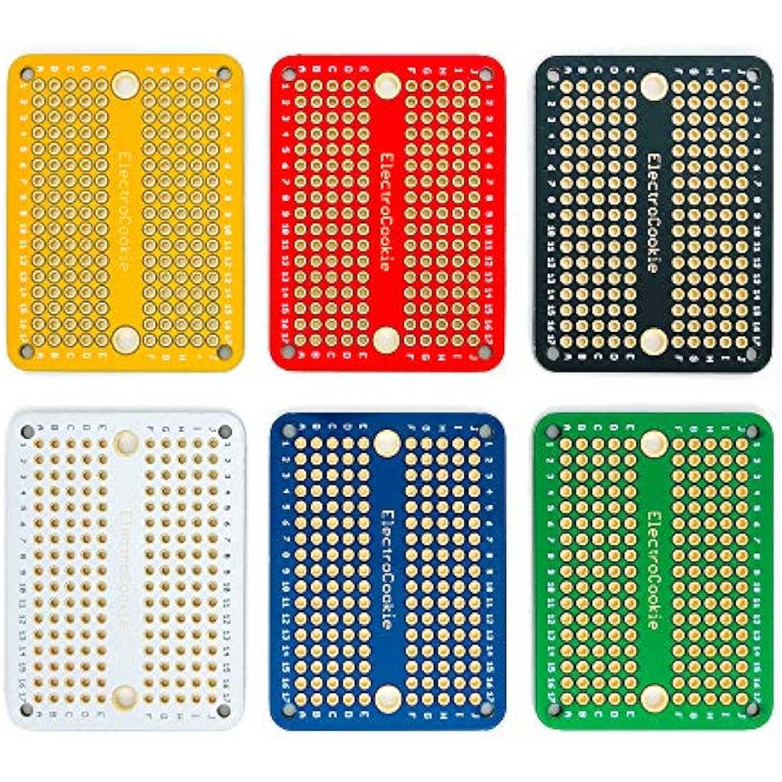 ElectroCookie Mini PCB Prototype Board – Gold-Plated Solderable 6 Pack