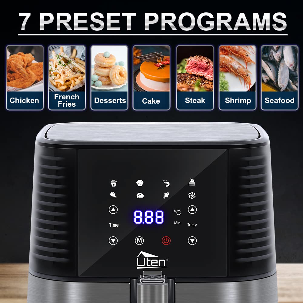 Uten 5.5L Digital Air Fryer – 1700W Oil Free Oven with 7 Cooking Modes