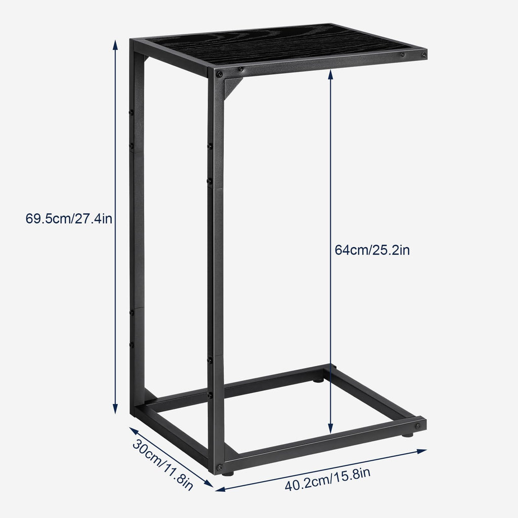 Jolof Store C-Shaped Side Tables - Set of 2 Industrial Wood & Metal