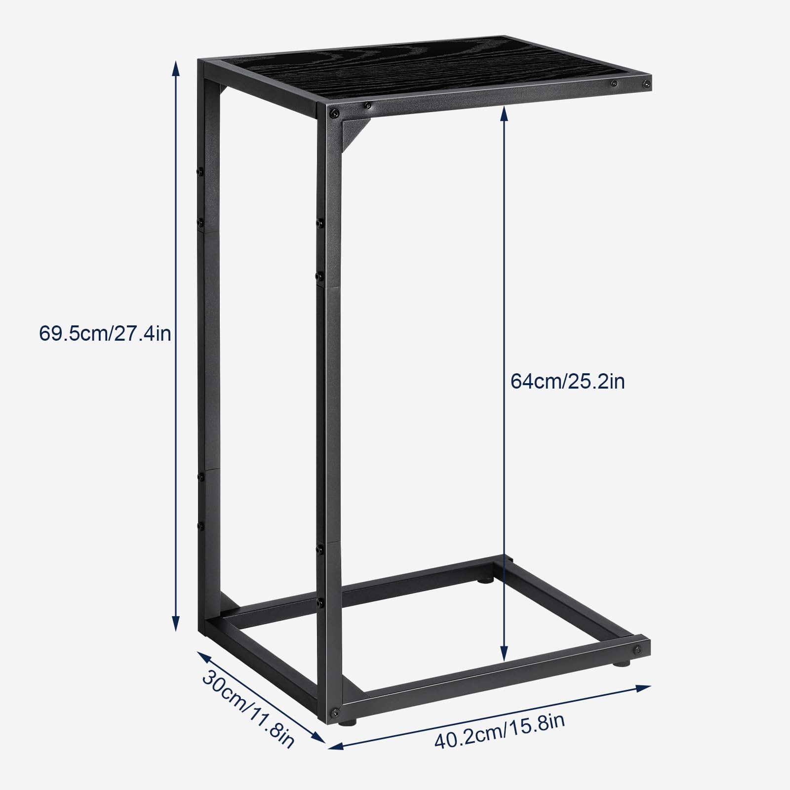 Jolof Store C-Shaped Side Tables - Set of 2 Industrial Wood & Metal