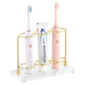 Emibele Resin Electric Toothbrush Holder | Marble White & Gold 3-Slot Organizer