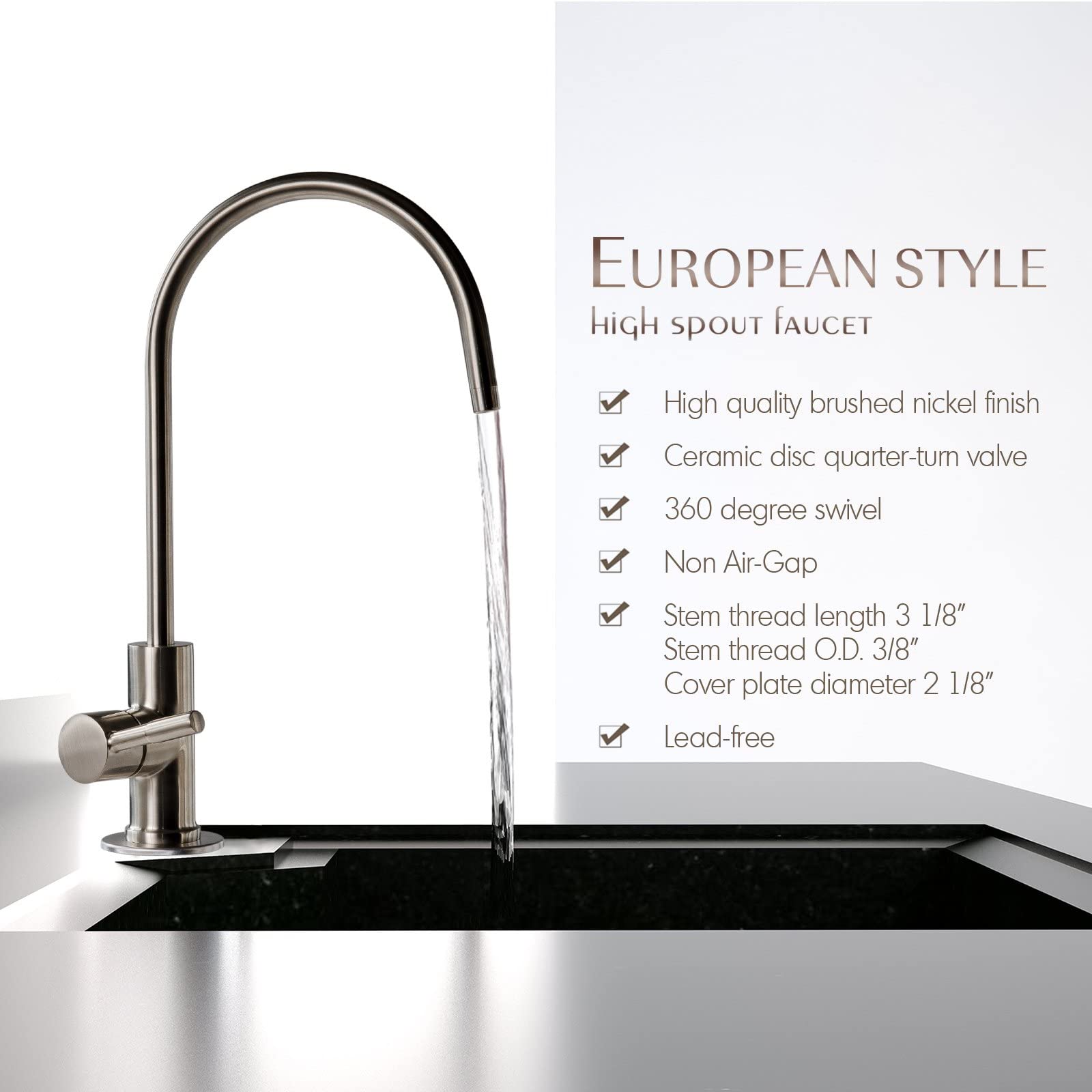 iSpring GK1-AB Drinking Water Faucet - Antique Brass RO Sink Faucet