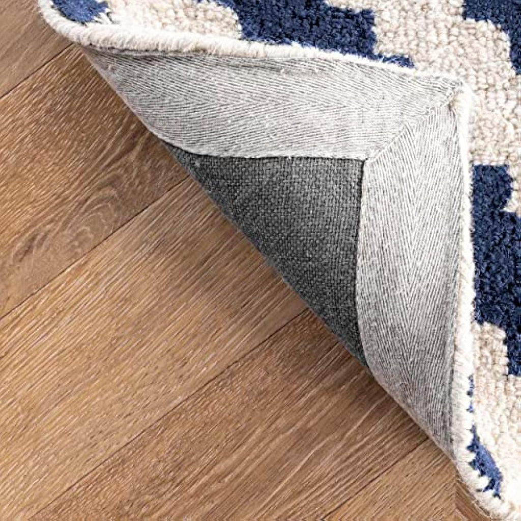 nuLOOM Kellee Geometric Wool Rug – Hand Tufted Navy Accent Rug, 2x3